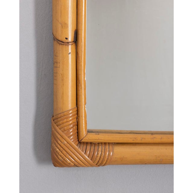 Vintage Bamboo Wall Mirror, Italy, 1960s For Sale - Image 3 of 9