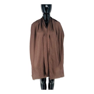 Christian Dior Brown Monogram Wool Silk Scarf For Sale