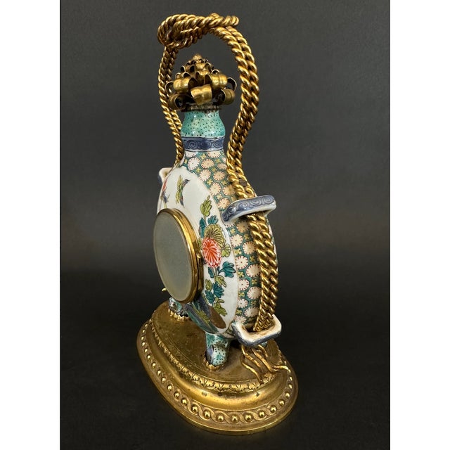 1900s Cloisonne & Bronze Table Clock For Sale - Image 15 of 17