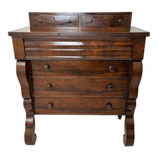 Antique Neoclassical American Empire Mahogany Six Drawer Chest of Drawers For Sale