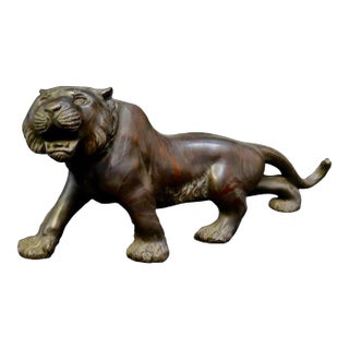 Early 20th Century Japanese Bronze Tiger For Sale