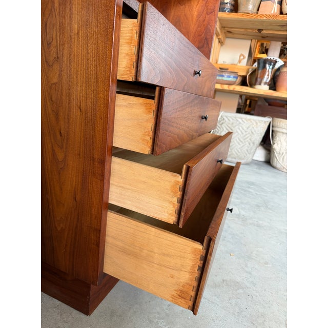 1960s Mid-Century Modern Jack Cartwright for Founders Furniture Walnut & Cane Storage Cabinets – A Pair For Sale In Miami - Image 6 of 16