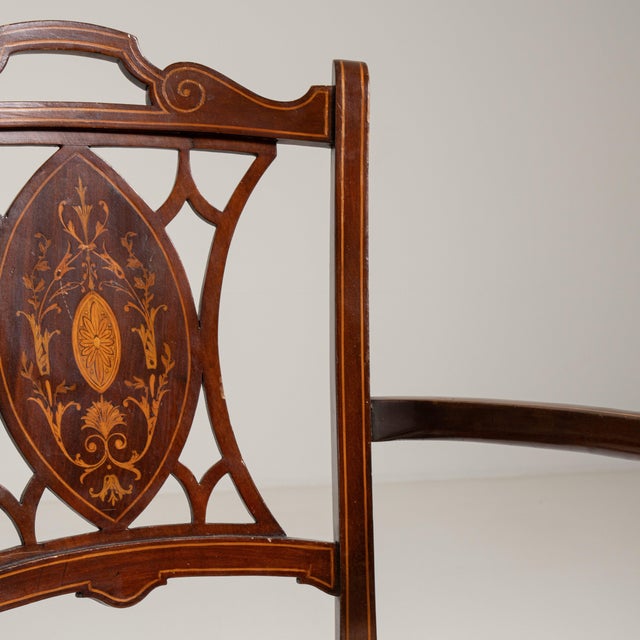 Edwardian Inlaid Mahogany Armchair, Antique, United Kingdom, 19th Century For Sale - Image 11 of 14