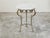 Metal Italian Midcentury Steel Side Table with Circular White Marble Top and Hoof Feet For Sale - Image 7 of 10