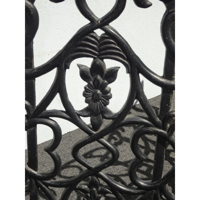 Vintage Spanish Style Cast Iron Three Panel Ornate Black Fireplace Screen For Sale In Los Angeles - Image 6 of 18