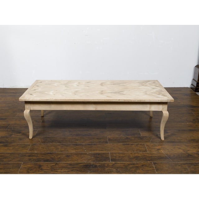 Wood French 19th Century Fruitwood Coffee Table with Butterfly Veneer and Cabrioles For Sale - Image 7 of 12
