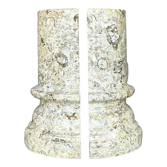 Vintage Boho Stone Column Bookends - Set of 2 For Sale
