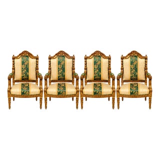 Large Louis XVI Gilded Fauteuils, Set of 4 For Sale