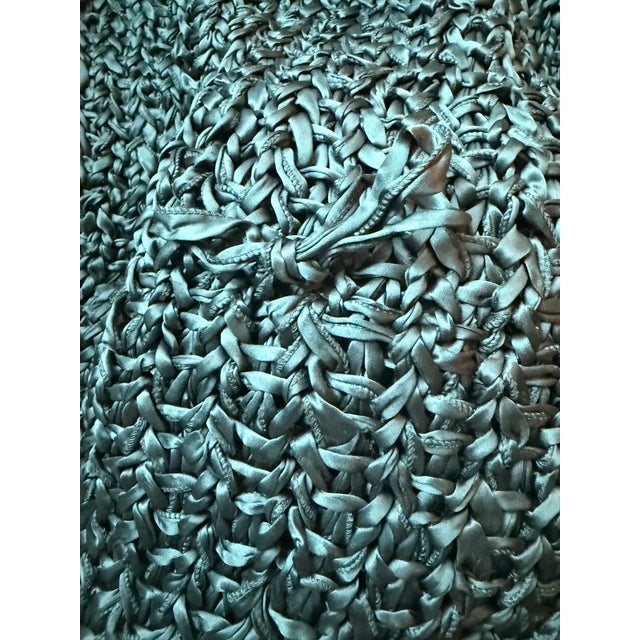 2000 - 2009 Ann Gish 100% Rare Silk Legacy Collection Charmeuse Silk Ribbon Knit Throw in the Vibrant Azule For Sale - Image 5 of 8