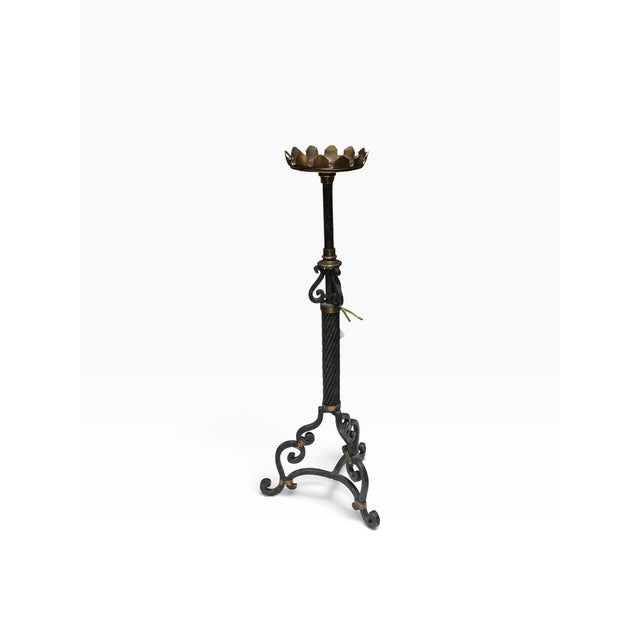 Maitland Smith Baroque Style Wrought Iron & Bronze Floor Pricket Candlestick For Sale In Los Angeles - Image 6 of 7