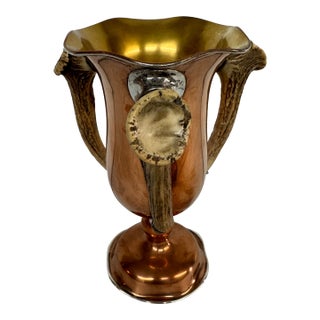 Antique Sterling + Copper Loving Cup Vase For Sale