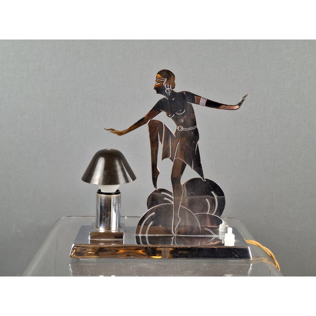 Silver Art Deco Dancer Lamp from LW Paris, 1930s For Sale - Image 8 of 8