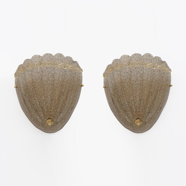 Mid-Century Modern Style Murano Glass Shell Sconces, 1990s, Set of 2 For Sale - Image 10 of 10