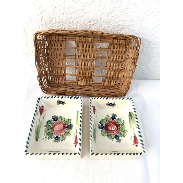 Victorian Vintage Oftriart Porcelain Floral Bowls W/Basket, 3 PCS For Sale - Image 3 of 3