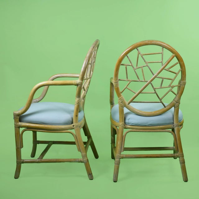 1980s Ice Crackled Rattan Dining Chairs- Set of 4 For Sale - Image 4 of 6