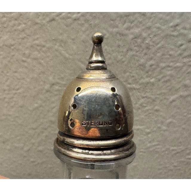 English Early 20th Century Cambridge Glass Co Sterling and Glass Salt & Pepper Shakers For Sale - Image 3 of 6