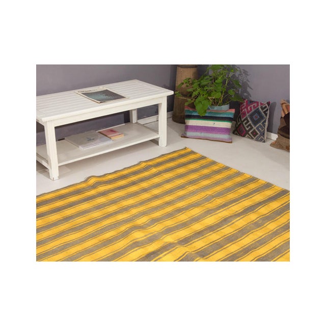 Yellow & Gray Vintage Kilim Rug - 6`7" X 7`1" For Sale In Los Angeles - Image 6 of 6