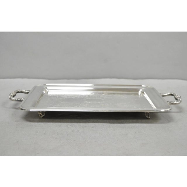 Vintage Leonard Silver Plated Small Twin Handle Serving Platter Bar Tray For Sale - Image 14 of 14