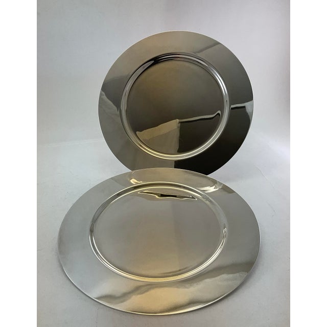 1980s A Pair Silver Round Platters Plain, 12 In. For Sale - Image 10 of 10