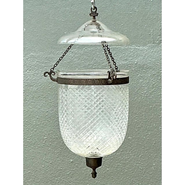 Vintage Diamond Cut Crystal Bell Jar Lantern For Sale - Image 11 of 12