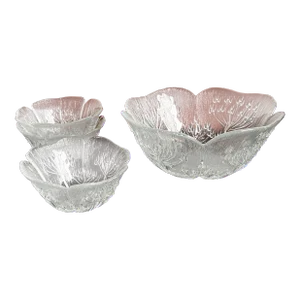 Vintage Scandinavian Glass Serving Bowl & 3 Small Bowls by Pertti Kallioinen for Muurla, Finland - Set of 4