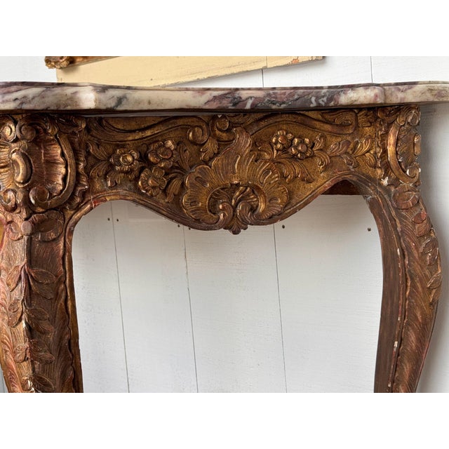 18th Century Italian Giltwood Console With Shaped Marble Top For Sale - Image 11 of 13