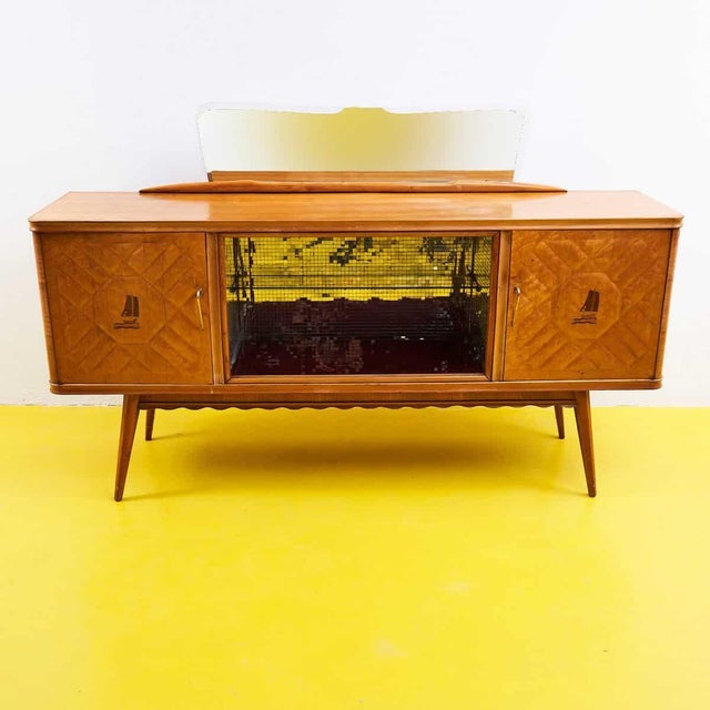 Light Wood Bar Cabinet with Mirror, 1950s For Sale - Image 12 of 12