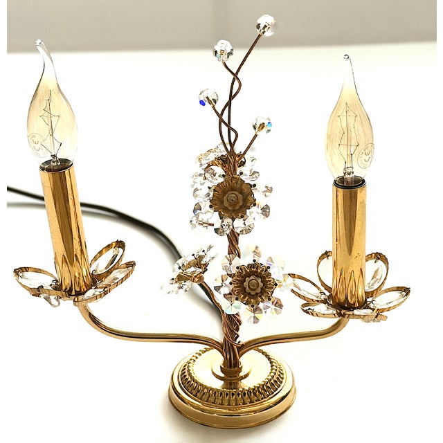 Vintage Brass Lead Crystal Table Lamp from Palwa, 1960s, in Very Good conditions. Designed 1960 to 1969 This piece has an...