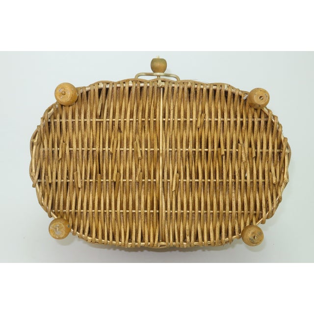Gold Wicker Bow Basket Box For Sale - Image 14 of 14