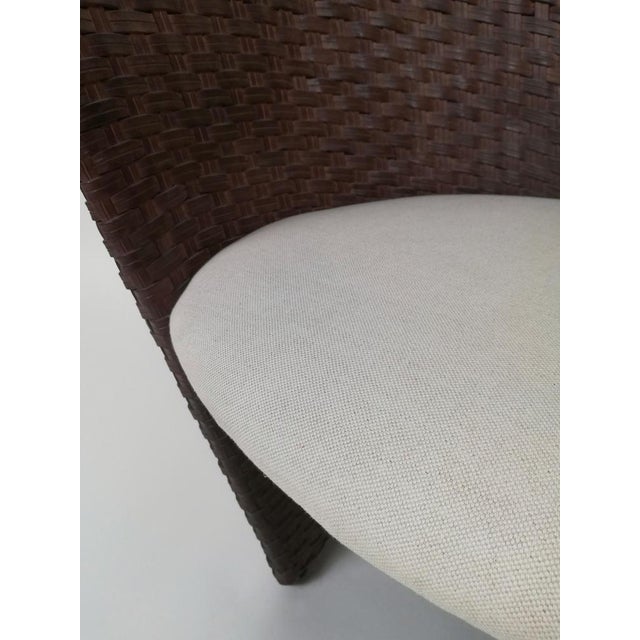 Postmodern Vis À Vis Sofa in Hand-Woven, Leather Wood and Bamboo attributed to Nico Devito, 1980s For Sale - Image 17 of 18