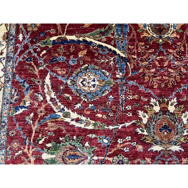 Red Bijar Persian Design Wool Rug With Floral Border, 8'2" X 10'10" For Sale - Image 12 of 13