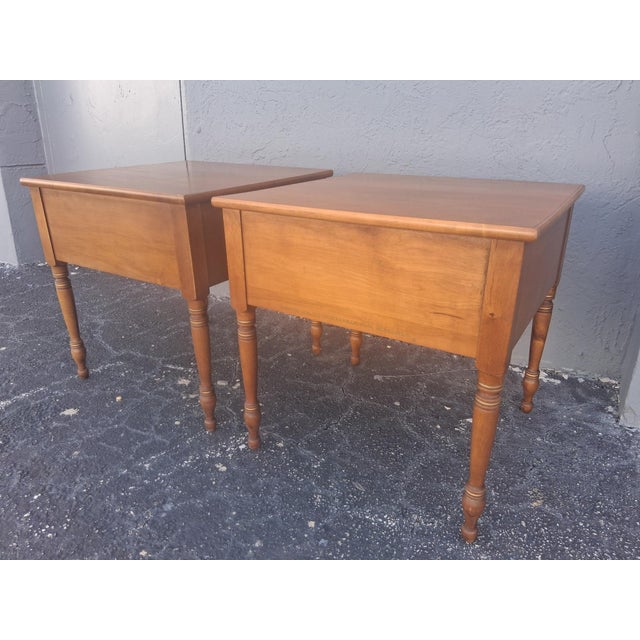 Brown 1950's Traditional Style 2 Drawer End Tables/ Nightstands by Lambert Hitchcock a - Pair For Sale - Image 8 of 12