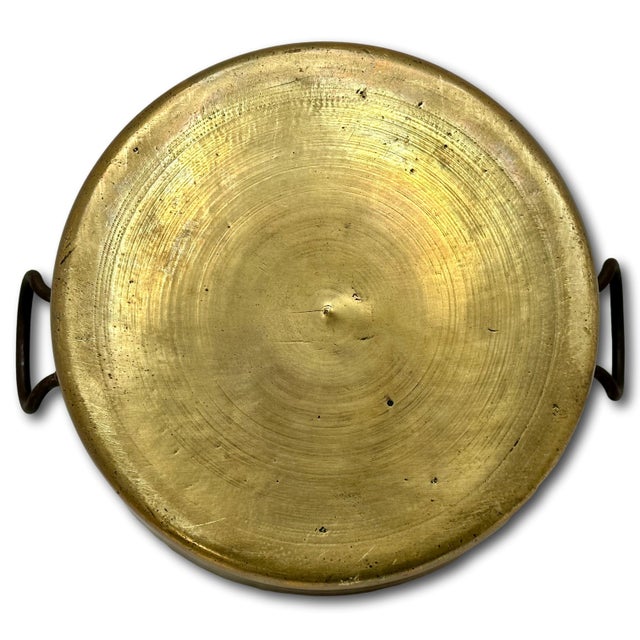 Very Large Mid 1800s Antique Heavy Brass & Hand Wrought Iron Hearth or Stove Top Cooking Pot 18 Inches Long! For Sale - Image 18 of 18