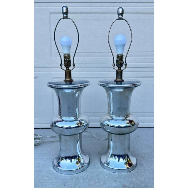 Bull Nose Cylinder Mercury Glass Table Lamps - a Pair For Sale - Image 13 of 18