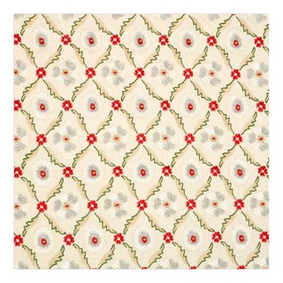 Sample - Schumacher Claremont Embroidery Fabric in Crimson For Sale