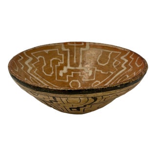 Antique Shipibo-Conibo Pottery Polychrome Ceramic Bowl Peru Amazon For Sale