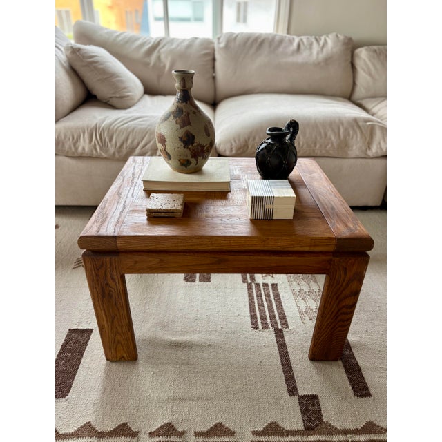 Brown Vintage Restored Solid Wood Coffee Table With Parquet Top For Sale - Image 8 of 8