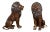 Contemporary Lost Wax Cast Outdoor Sitting Lions with Dark Bronze Patina - A Pair For Sale