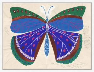 Blue Butterfly Art Print in White Frame by Paule Marrot