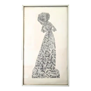 Late 20th Century Vintage Framed Brass Rubbing of Lady Margaret Peyton
