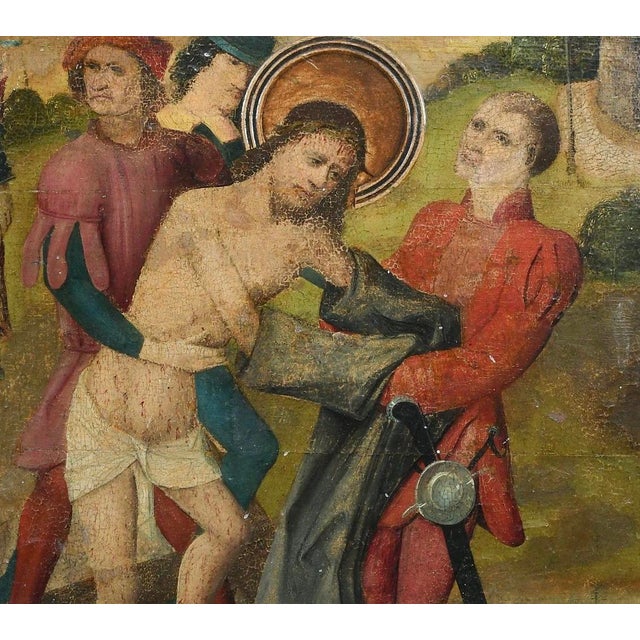 Green Early Painting of the Flagellation of Christ in the Style of Hieronymus Bosch For Sale - Image 8 of 9