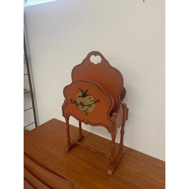 Vintage Orange Colored Magazine Rack For Sale - Image 9 of 10