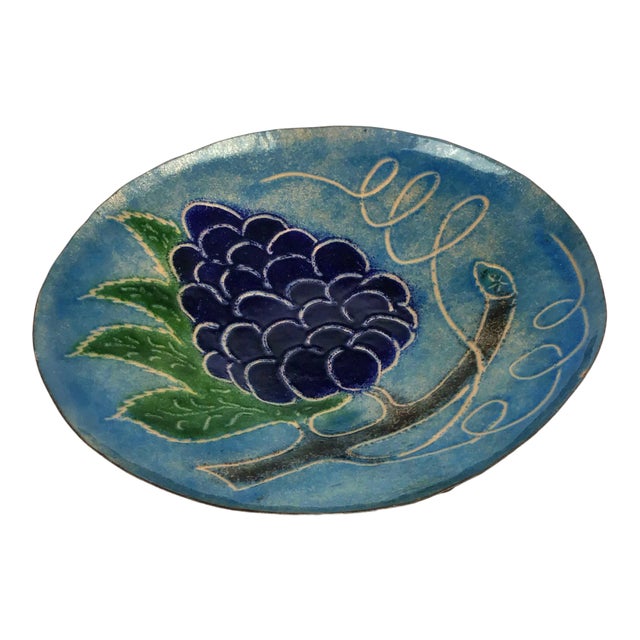 Metal Art Hand Painted Lacquer Grape Bowl For Sale