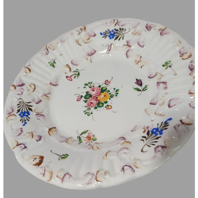 Mid 20th Century Vintage Set of 4 Italian Hand Painted Petite Floral Salad Dessert Plates For Sale - Image 5 of 9