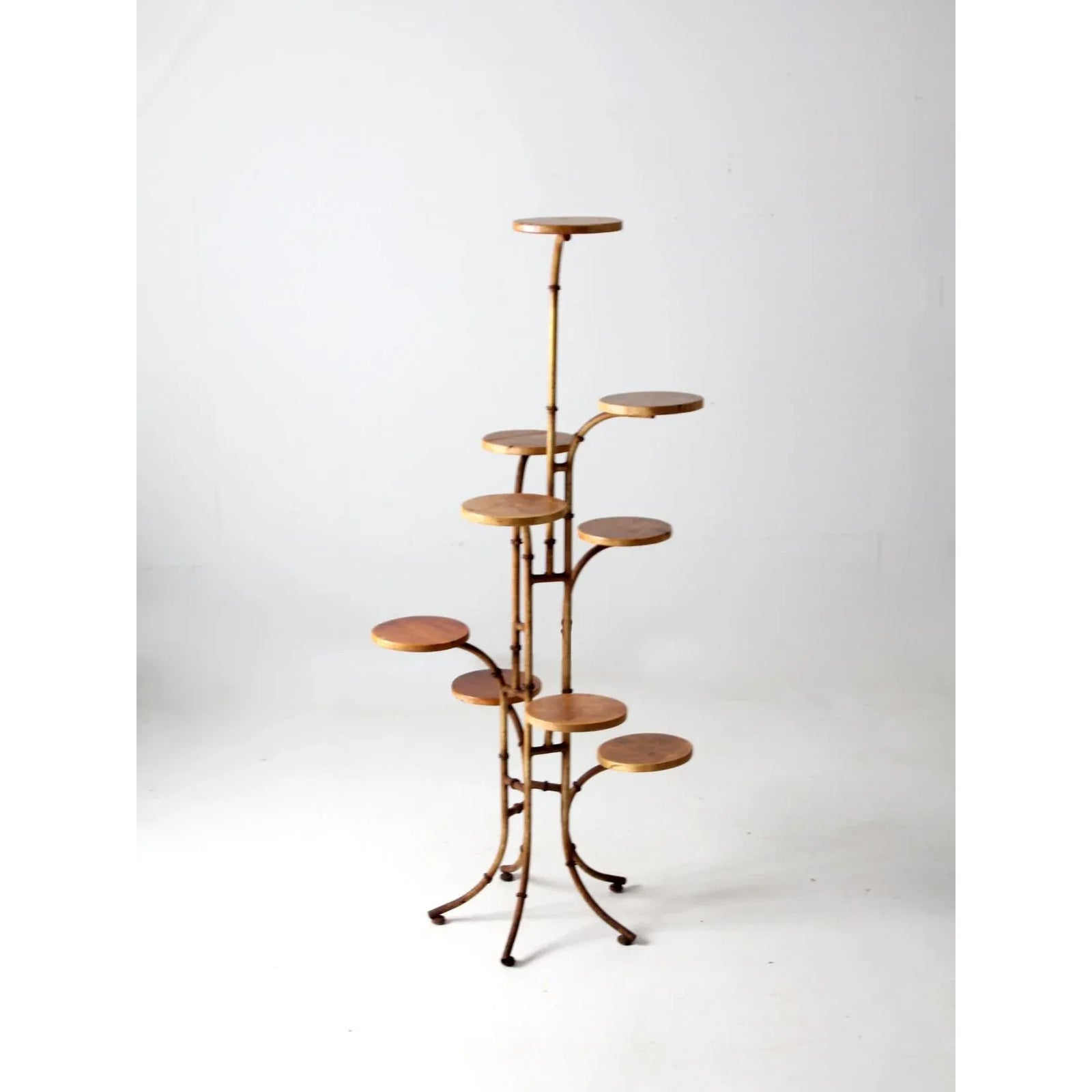Vintage Mid-Century Tiered Bamboo-Style Plant Stand