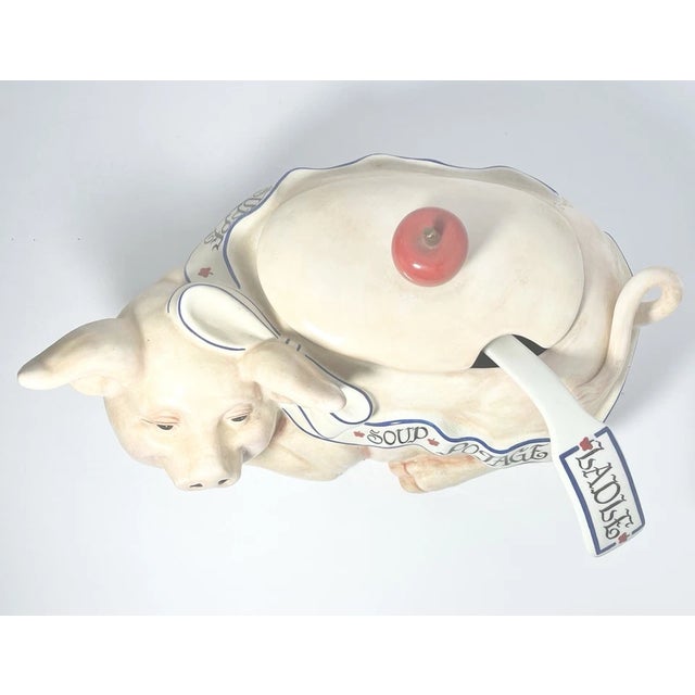 1990s 1990s Ceramic Pig Soup Tureen & Ladle For Sale - Image 5 of 7