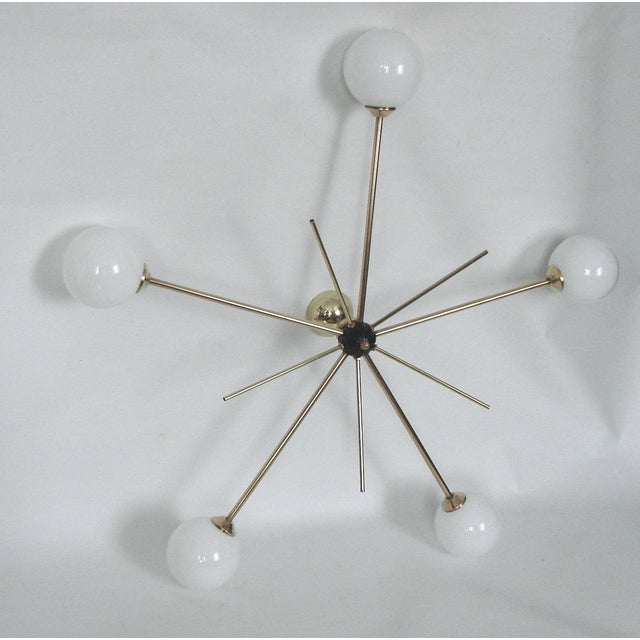 Brass and Glass Chandelier from Stilnovo, 1960s For Sale - Image 4 of 7