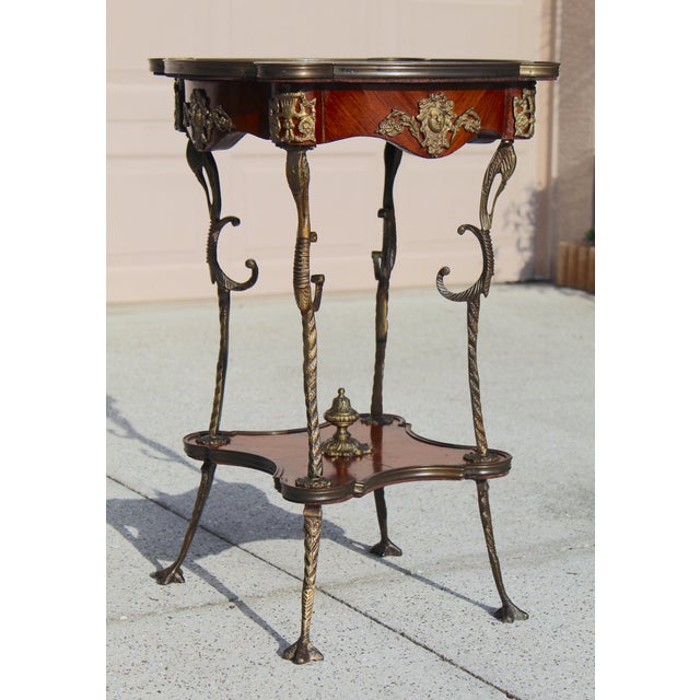 Late 19th Century French Louis XV Style Parquetry Round End Table With Bronze Mounts For Sale - Image 11 of 15