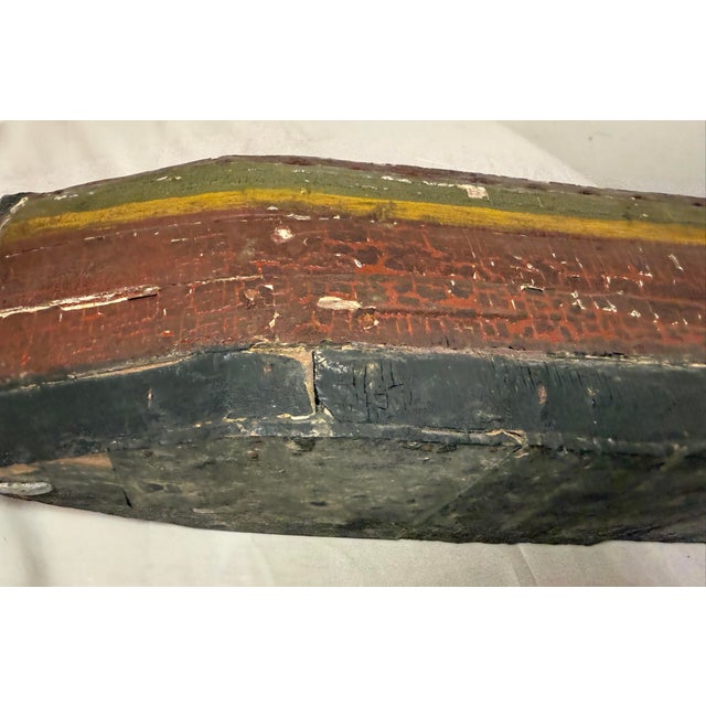 Antique Early 19th Century Handmade Carved Polychrome Wooden Folk Art Model Boat For Sale - Image 18 of 18