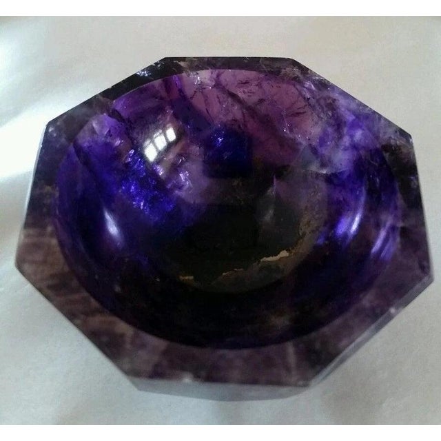 Antique Octagonal Amethyst Quartz Crystal Decorative Bowl For Sale - Image 6 of 7